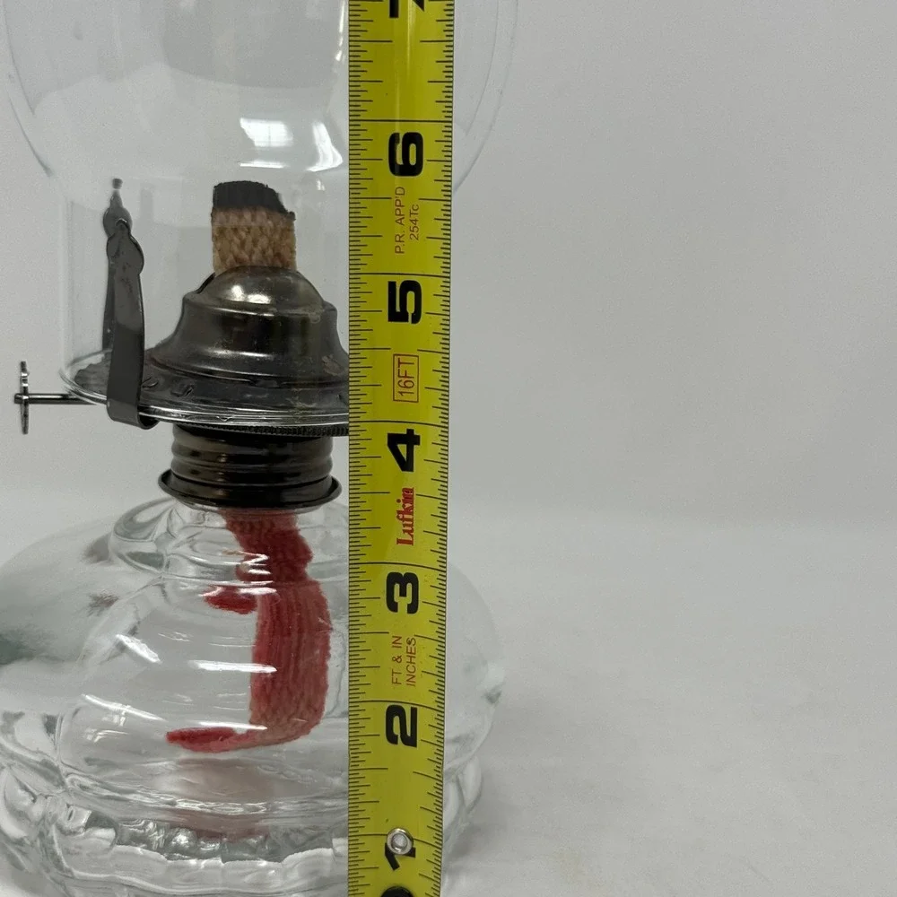 Lamplight Farms Vintage Clear Glass Oil Lamp with Handle & Scalloped Base 12